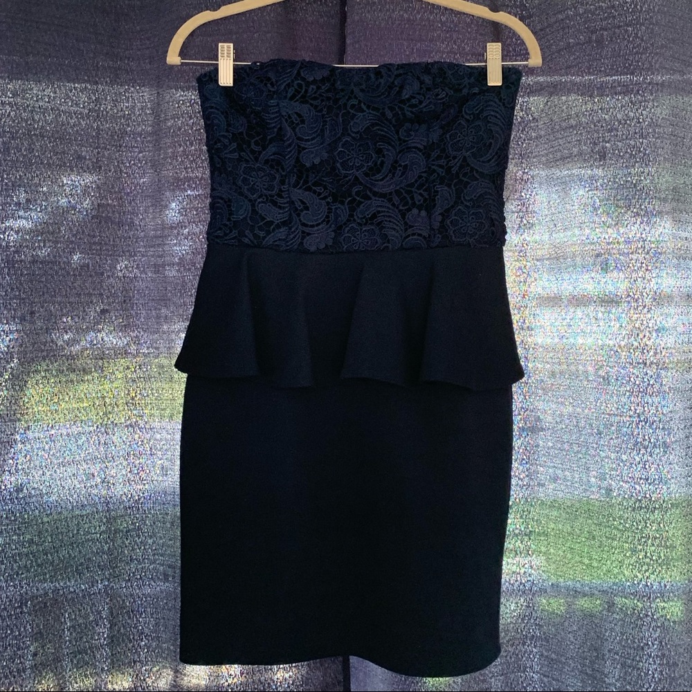 Peplum Mini Dress with Lace Top